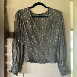 Green with white polka dot American Eagle top